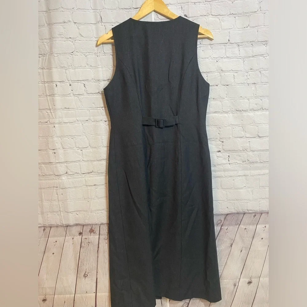 Talbots Dress Petites Womens Size 4P 100% Wool Charcoal Gray Embroidered Dress